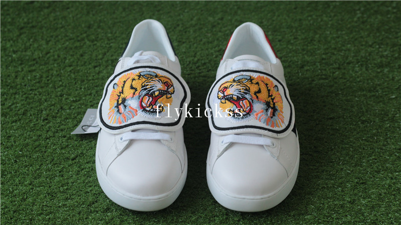 GC Ace Embroidered Sneaker White Tiger Pattern